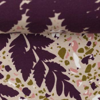 Preview: Baumwoll Jersey Marvelous Fern Lila Beige by Lycklig Design von Swafing